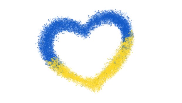 Bild på hjärta i gult och blått