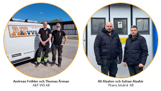 Från vänster årets företagare Andreas Fröhler och Thomas Årman. Till höger Årets Älvkarlebyentreprenörer Ali Alzaher och Sultan Alzahir
