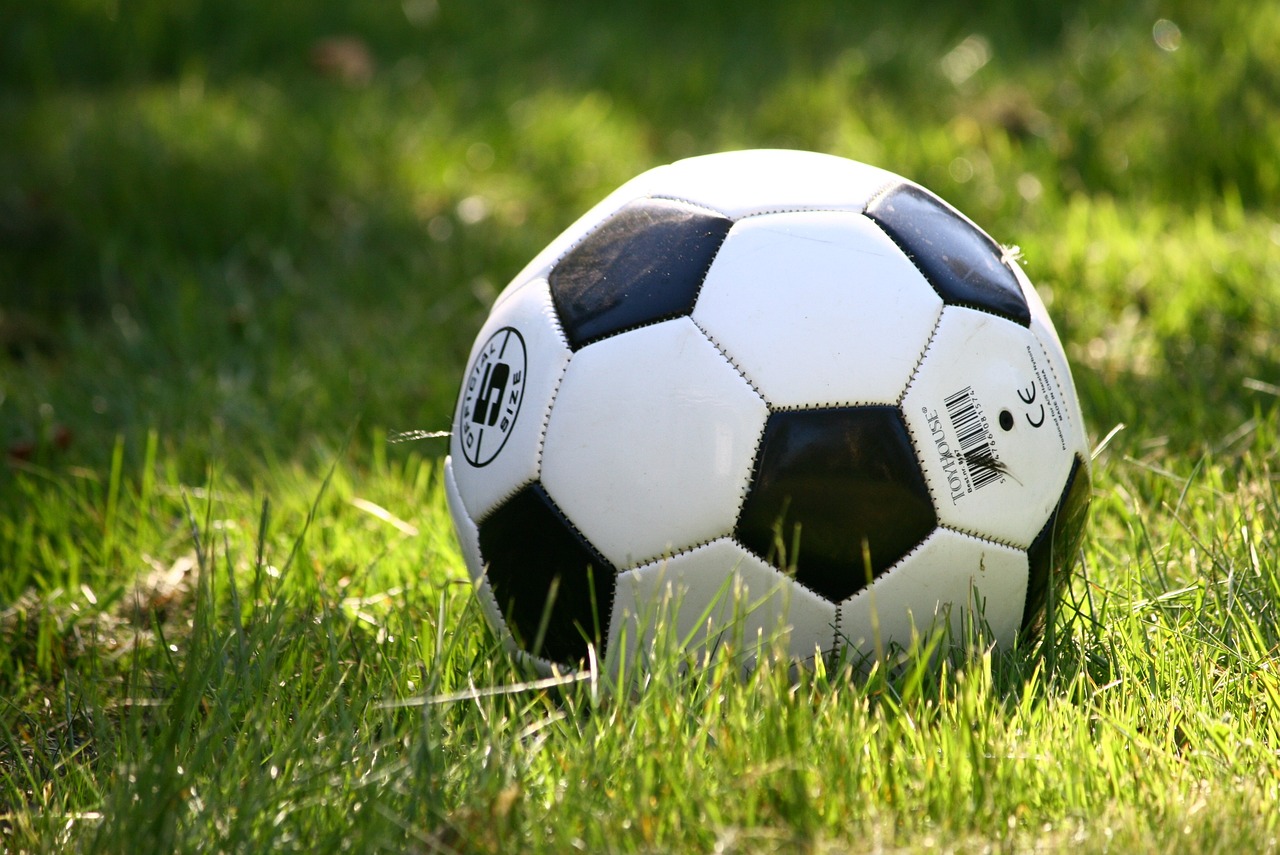 Bild på fotboll i gräset